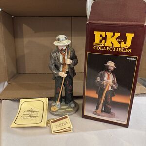 Vintage EMMETT KELLY JR. Flambro Hobo Clown Figurine In The Spotlight 8"